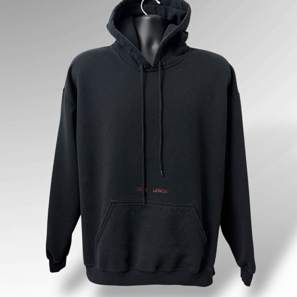 Animebae Collection Hoodie Size L Black Send Lewds Graphic Print Streetwear - Picture 2 of 7